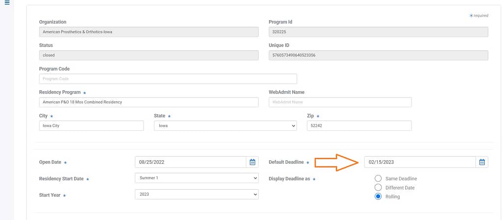 Change Default Deadline to Close